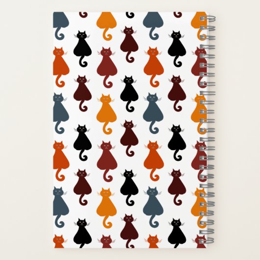 Cute Colorful Cat Pattern Personalized Notitieboek (Achterkant)