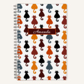 Cute Colorful Cat Pattern Personalized Notitieboek (Voorkant)