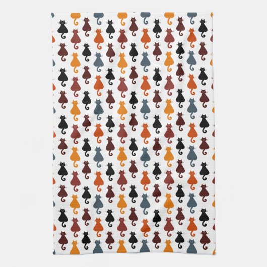 Cute Colorful Cat Pattern Theedoek (Verticaal)
