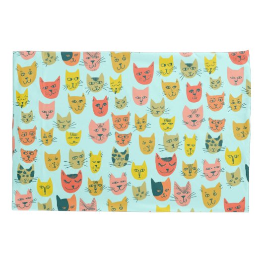 Cute Colorful Cats Pattern Kussensloop (Achterkant)