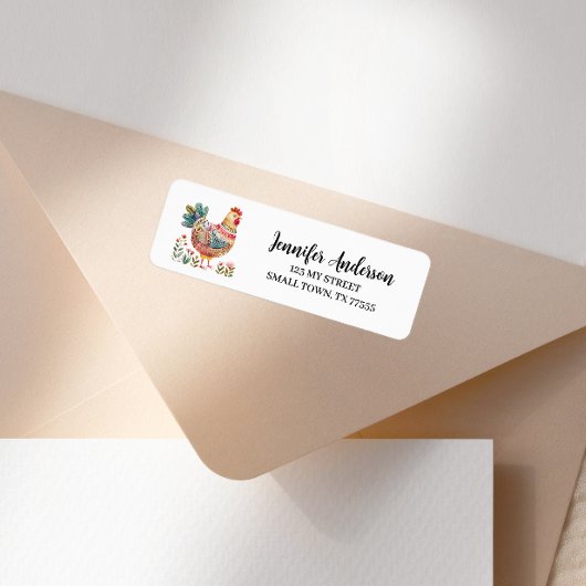 Cute Colorful Chicken Fun Address Etiket