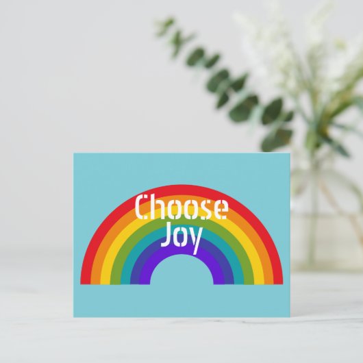Cute Colorful Choose Joy Inspirerend Rainbow Briefkaart (Staand voorkant)