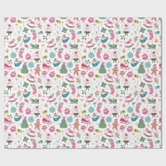 Cute Colorful Christmas Cadeaupapier (Vlak)