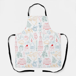 Cute Colorful Christmas Hand Drawn Doodle Pattern Schort