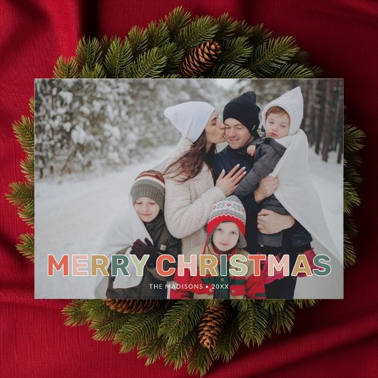 Cute Colorful Christmas Photo Feestdagenkaart