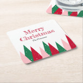 Cute Colorful Christmas Trees Modern  Kartonnen Onderzetters (Schuin)