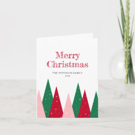 Cute Colorful Christmas Trees Modern Non-Photo Feestdagen Kaart