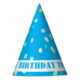 Cute Colorful Confetti Dots Blue Happy Birthday Feesthoedjes