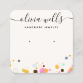 Cute Colorful Confetti Earring Jewelry Square Sq Vierkante Visitekaartje (Voorkant)