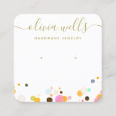 Cute Colorful Confetti Earring Jewelry Vierkante Visitekaartje (Voorkant)