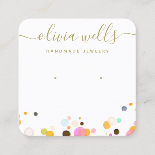 Cute Colorful Confetti Earring Jewelry Vierkante Visitekaartje (Voorkant)