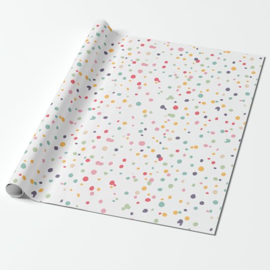Cute Colorful Confetti Stippen Patroon Cadeaupapier (Uitgerold)