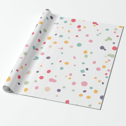 Cute Colorful Confetti Stippen Patroon Cadeaupapier (Uitgerold)