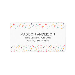 Cute Colorful Confetti Stippen Patroon Etiket