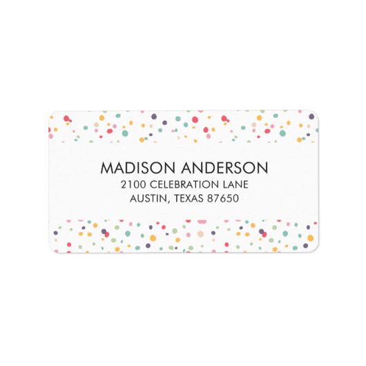 Cute Colorful Confetti Stippen Patroon Etiket (Voorkant)