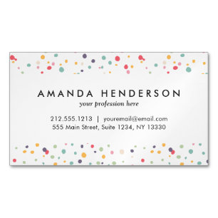 Cute Colorful Confetti Stippen Patroon Magnetisch Visitekaartje