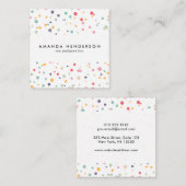Cute Colorful Confetti Stippen Patroon Vierkante Visitekaartje (Voorkant / Achterkant)
