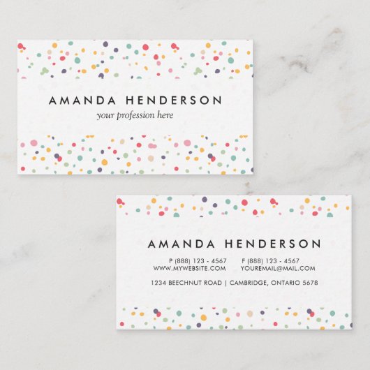 Cute Colorful Confetti Stippen Patroon Visitekaartje