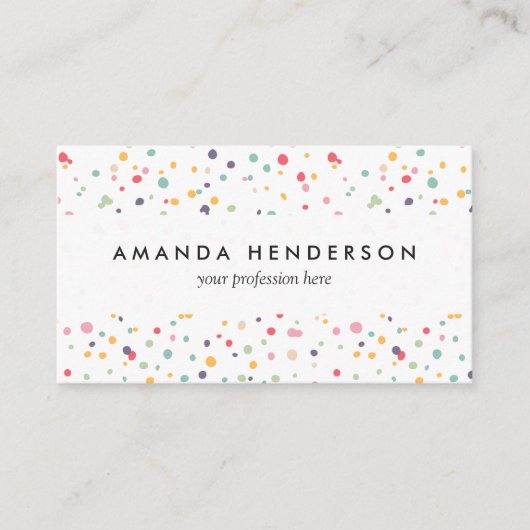Cute Colorful Confetti Stippen Patroon Visitekaartje (Voorkant)