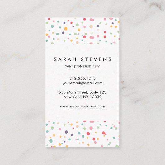 Cute Colorful Confetti Stippen Patroon Visitekaartje (Achterkant)