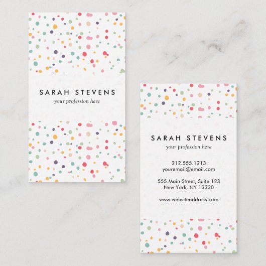 Cute Colorful Confetti Stippen Patroon Visitekaartje (Voorkant / Achterkant)