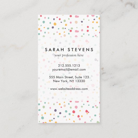Cute Colorful Confetti Stippen Patroon Visitekaartje (Achterkant)
