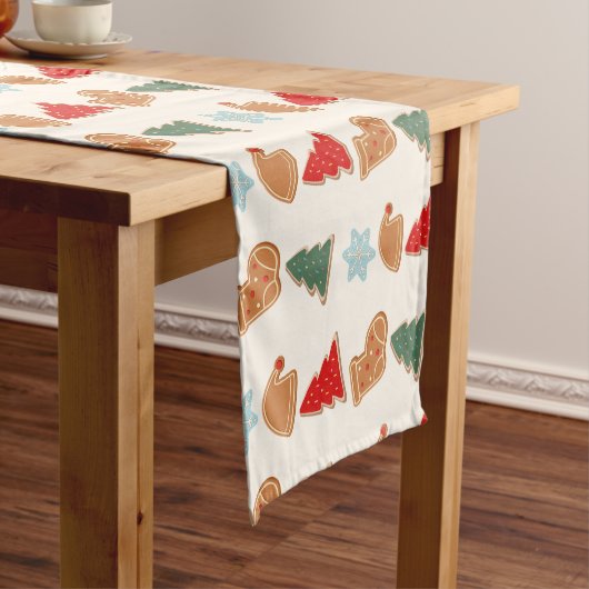 Cute Colorful Cookies Pattern Christmas Korte Tafelloper (Voorbeeld)