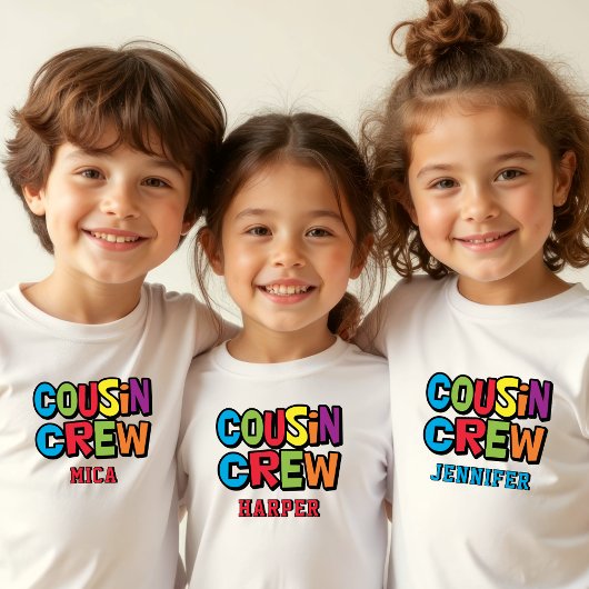 Cute Colorful Cousin Crew Family Reunion Kinder Shirts