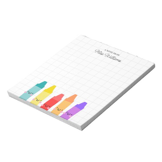 Cute Colorful Crayon Custom Teacher Appreciation  Notitieblok (Linkerzijde)