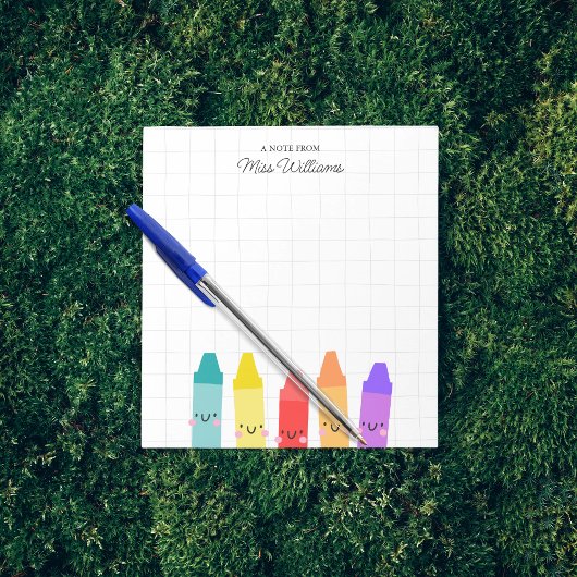 Cute Colorful Crayon Custom Teacher Appreciation  Notitieblok