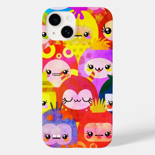 Cute Colorful Critters Fun iPhone 14 Hoesje (Achterkant)