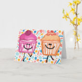 Cute Colorful Cupcake Birthday Kaart (Gele Bloem)