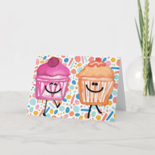 Cute Colorful Cupcake Birthday Kaart