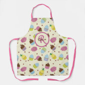 Cute Colorful Cupcakes Sweet Bakery Monogram Roze Schort (Voorkant)