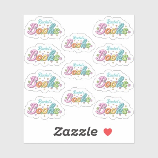 Cute Colorful Customized Name Book Stickers (Vel)