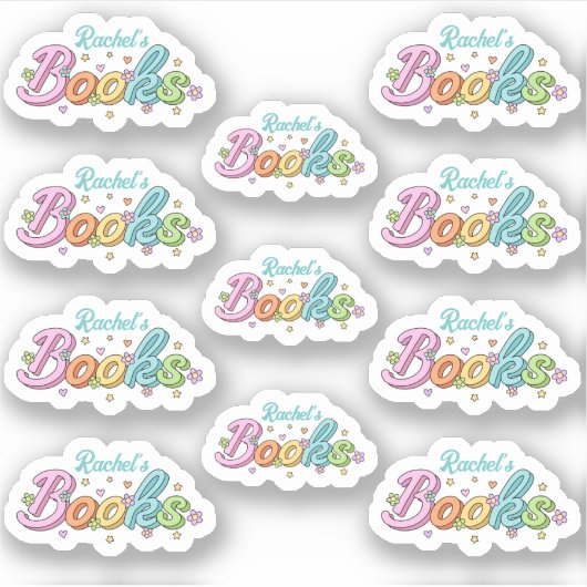 Cute Colorful Customized Name Book Stickers (Voorkant)
