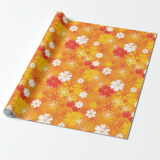 Cute Colorful Daisy Illustration Floral Pattern Cadeaupapier (Uitgerold)