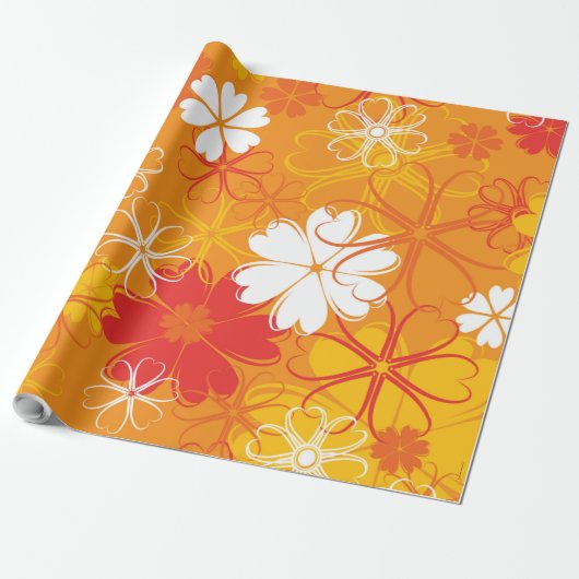 Cute Colorful Daisy Illustration Floral Pattern Cadeaupapier (Uitgerold)