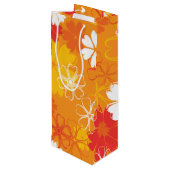 Cute Colorful Daisy Illustration Floral Pattern Wijn Cadeautas (Achterkant Gekanteld)