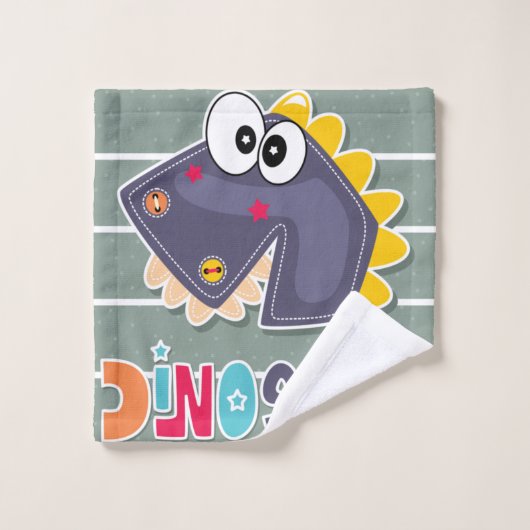 Cute Colorful Dinosaur Bad Handdoek (Wasdoekje)
