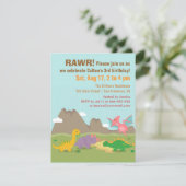 Cute Colorful Dinosaur Birthday Party Kaart (Staand voorkant)