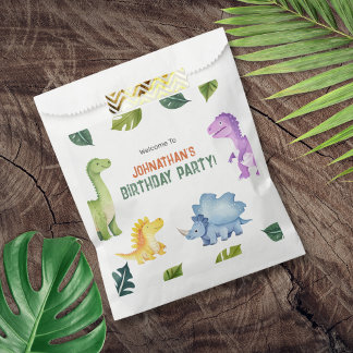 Cute Colorful Dinosaur Kids Birthday Party Bedankzakje