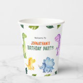 Cute Colorful Dinosaur Kids Birthday Party Papieren Bekers (Voorkant)