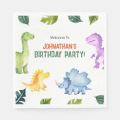 Cute Colorful Dinosaur Kids Birthday Party Servet (Voorkant)