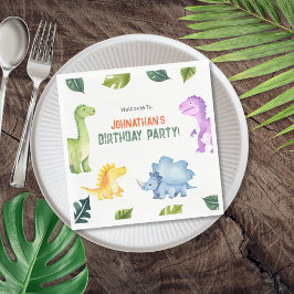 Cute Colorful Dinosaur Kids Birthday Party Servet