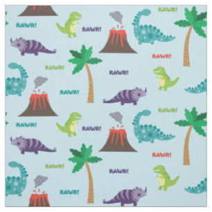 Cute Colorful Dinosaurs en Volcanos Stof