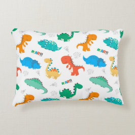 Cute Colorful Dinosaurs Illustrated Pattern Accent Kussen