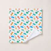 Cute Colorful Dinosaurs Illustrated Pattern Bad Handdoek (Wasdoekje)