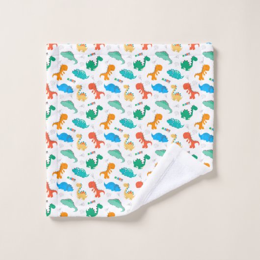 Cute Colorful Dinosaurs Illustrated Pattern Bad Handdoek (Wasdoekje)