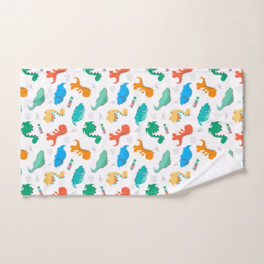 Cute Colorful Dinosaurs Illustrated Pattern Bad Handdoek (Handdoek)